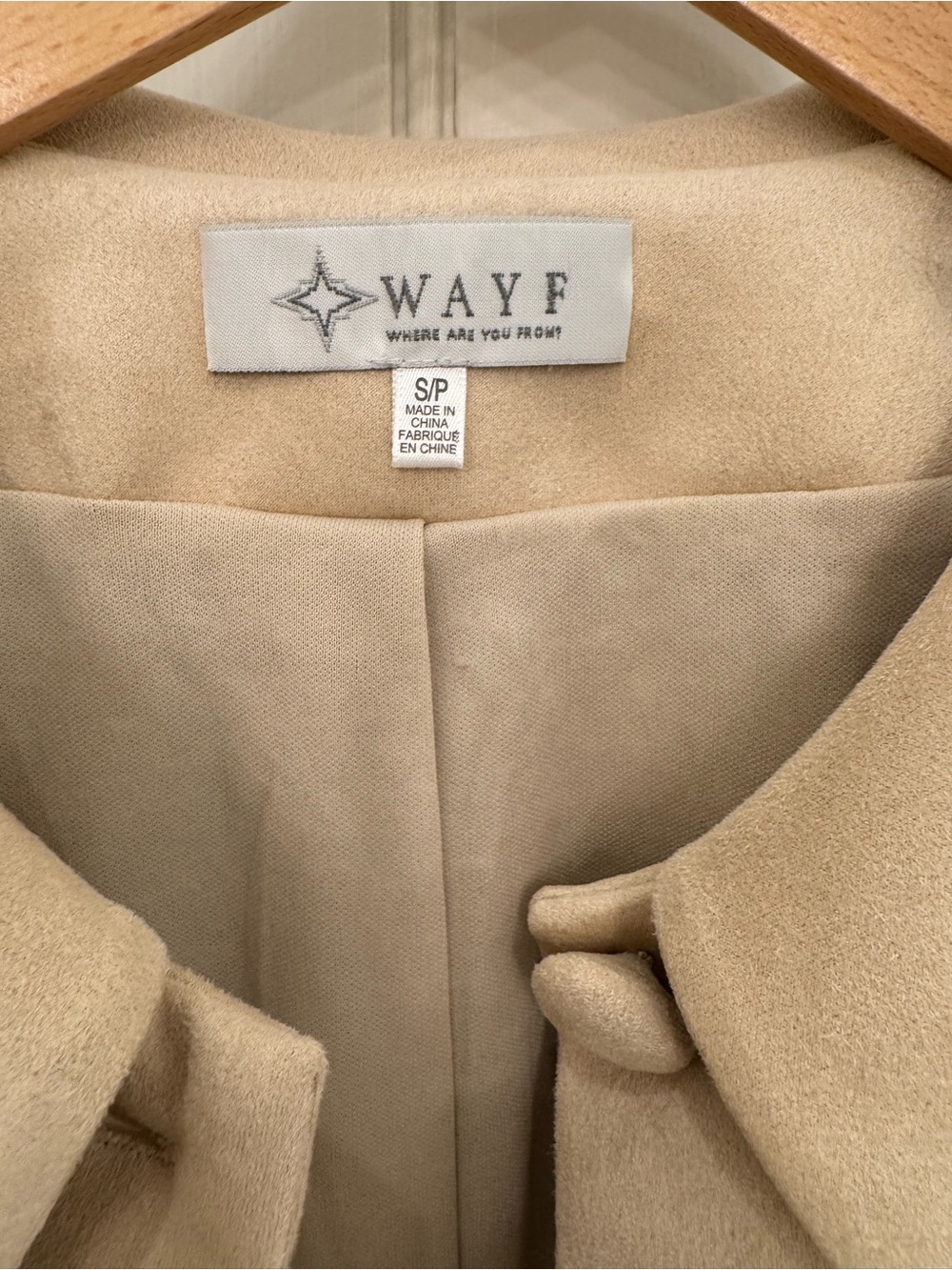 Wayf Beige Suede Rounded-Collar Button Jacket - Picture 3 of 8